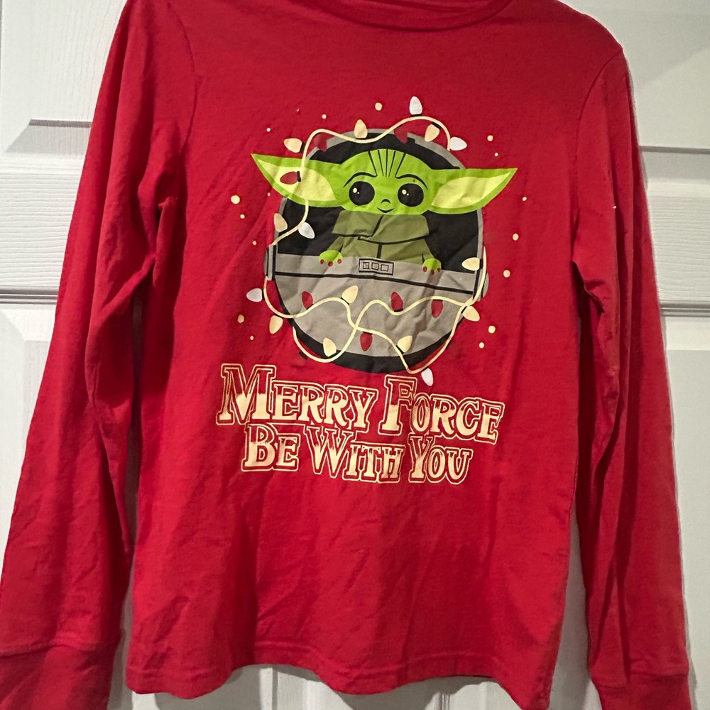 Star Wars Kids Red Long Sleeve Tee with Yoda Design